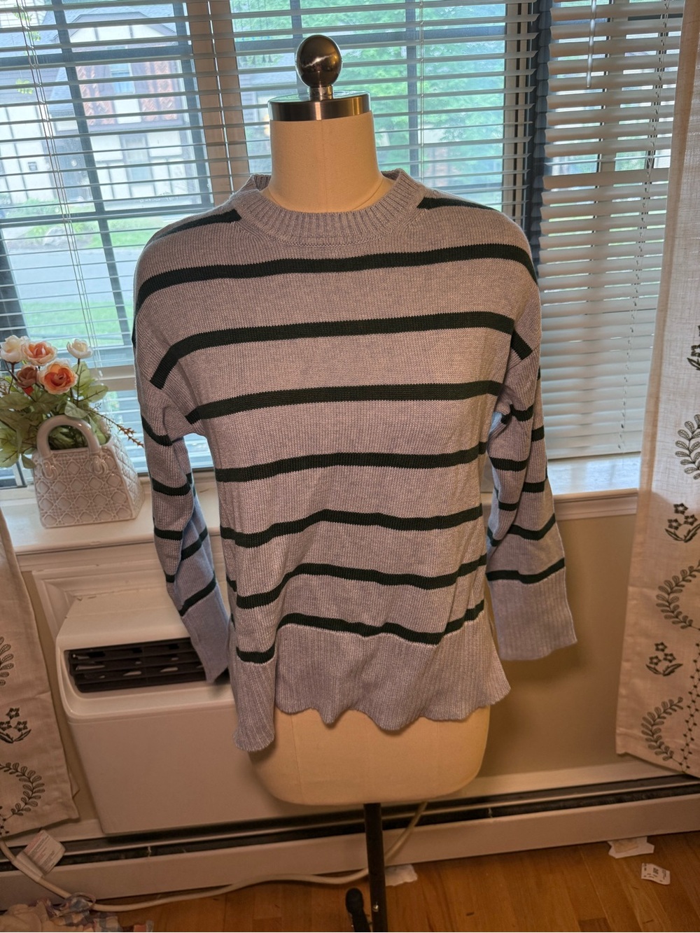 J Crew Light Blue Striped Crewneck Sweater - Women's